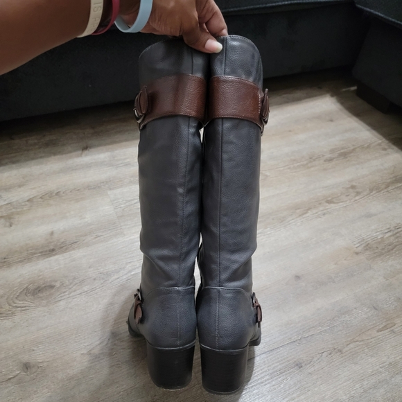 Natural Sole by Naturalizer mid-calf "Zahara" Woman's Riding Boots Size 9M Gray - Picture 10 of 11